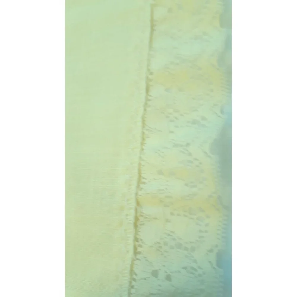 Set of 4 Vintage Lace Trim Linen Cloth‎ Napkins Pale Yellow 16